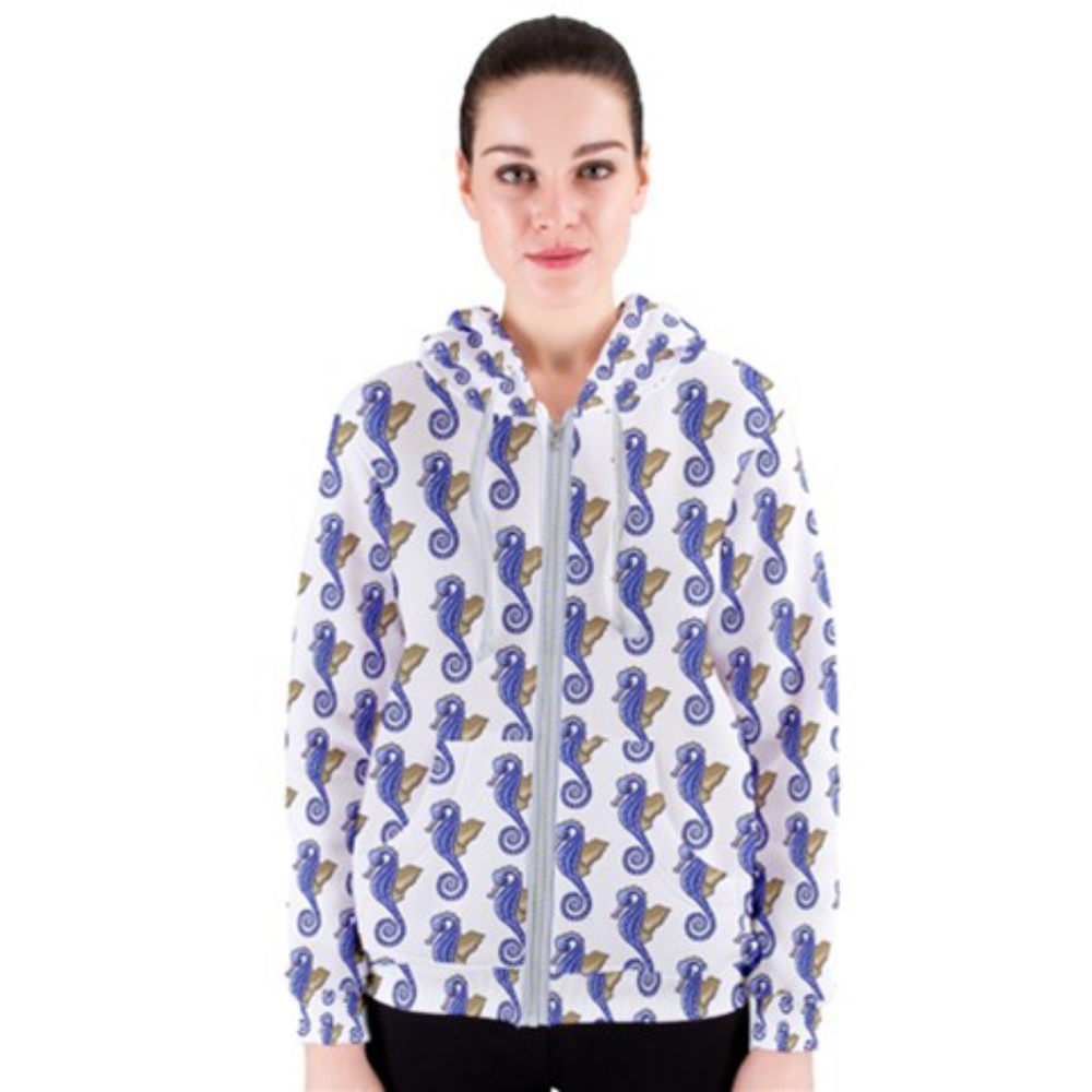 Hoodie with Seahorse Print